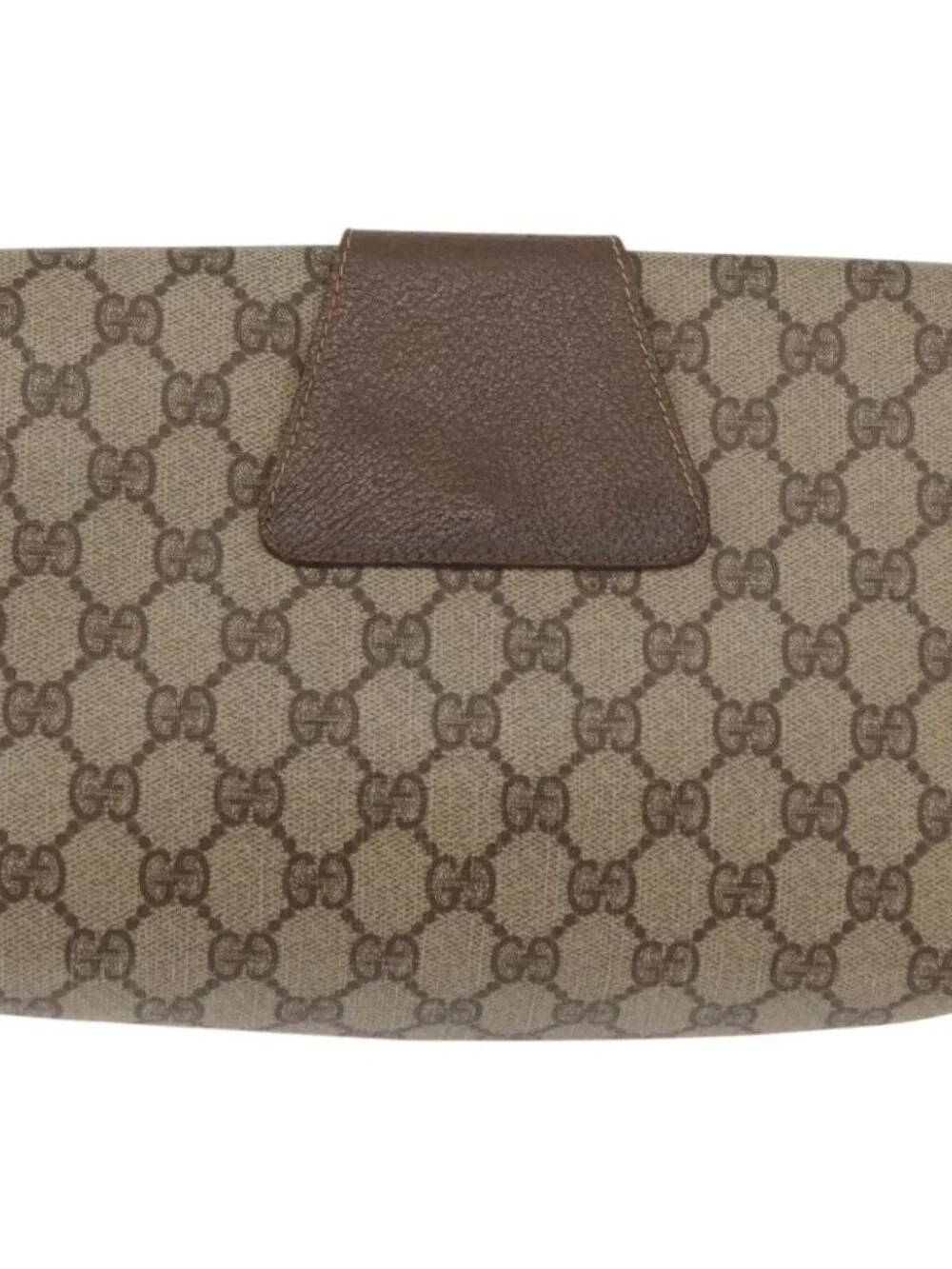 GUCCI GG Supreme Web Sherry Line Clutch Bag PVC Beige Gold Auth 174412